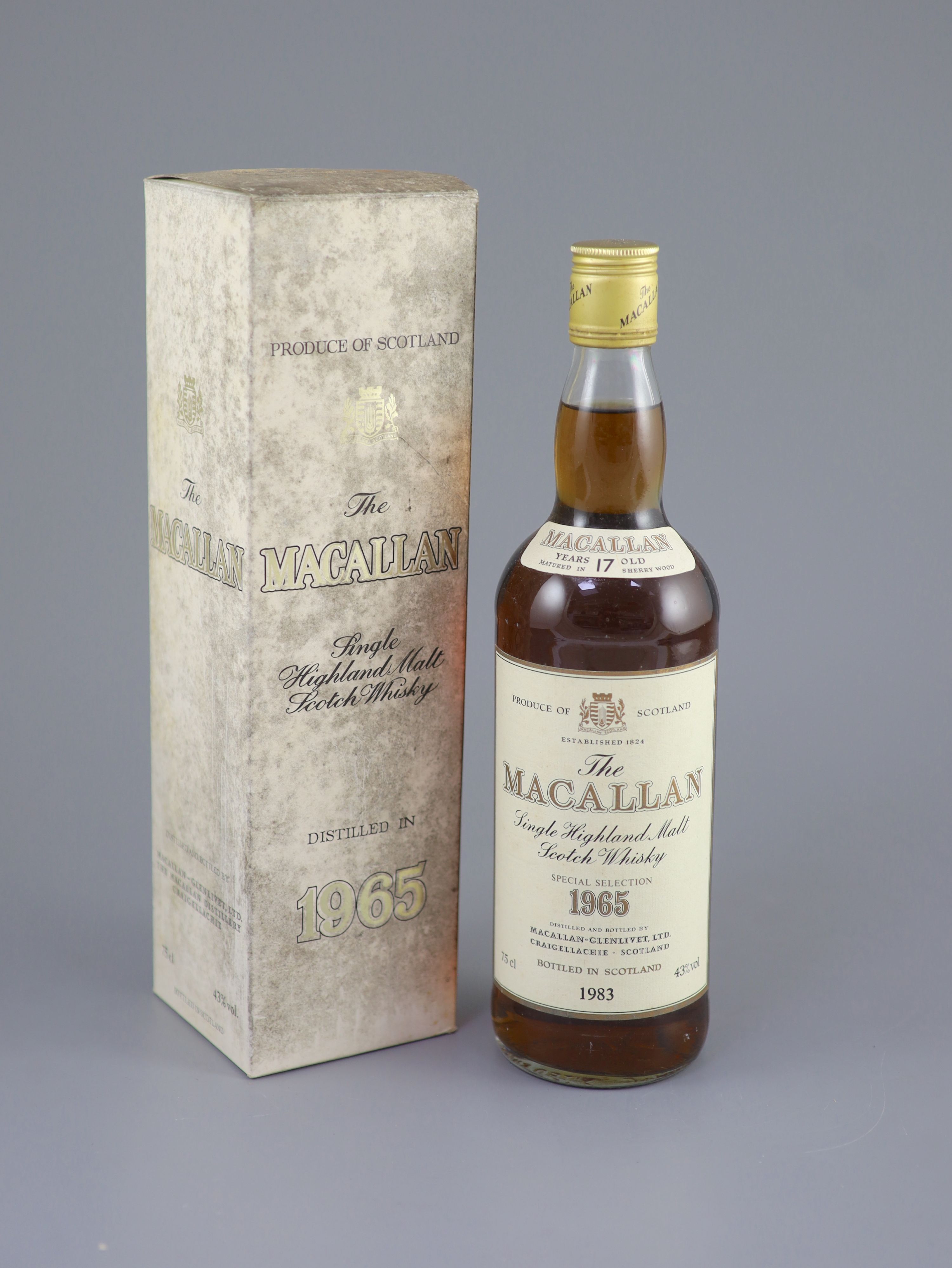 Macallan 1965 17 Years Old Single Malt Scotch Whisky, matured in sherry wood, bottled 1983, 75cl, 43% volume, in carton